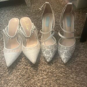 Lulu's White High Heel Ankle Strap Shoes